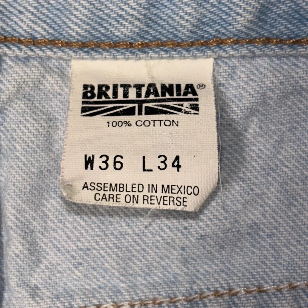 Vintage Britannia Classic Jeans Mens‎ 36x34 Light Baggy Straight Leg 90s Skater